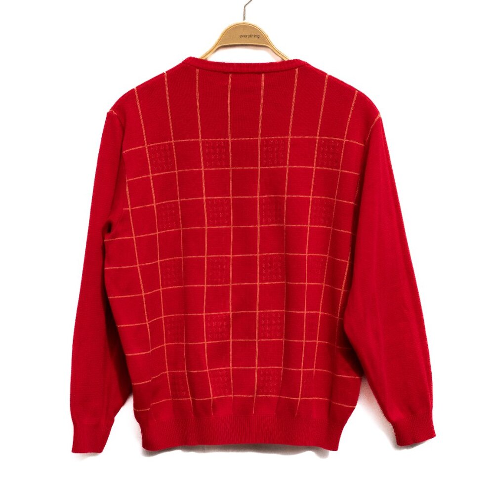 Vintage St. Croix Sweater Men L Red Check Plaid Pullover USA Made Luxury Knit - Picture 2 of 5